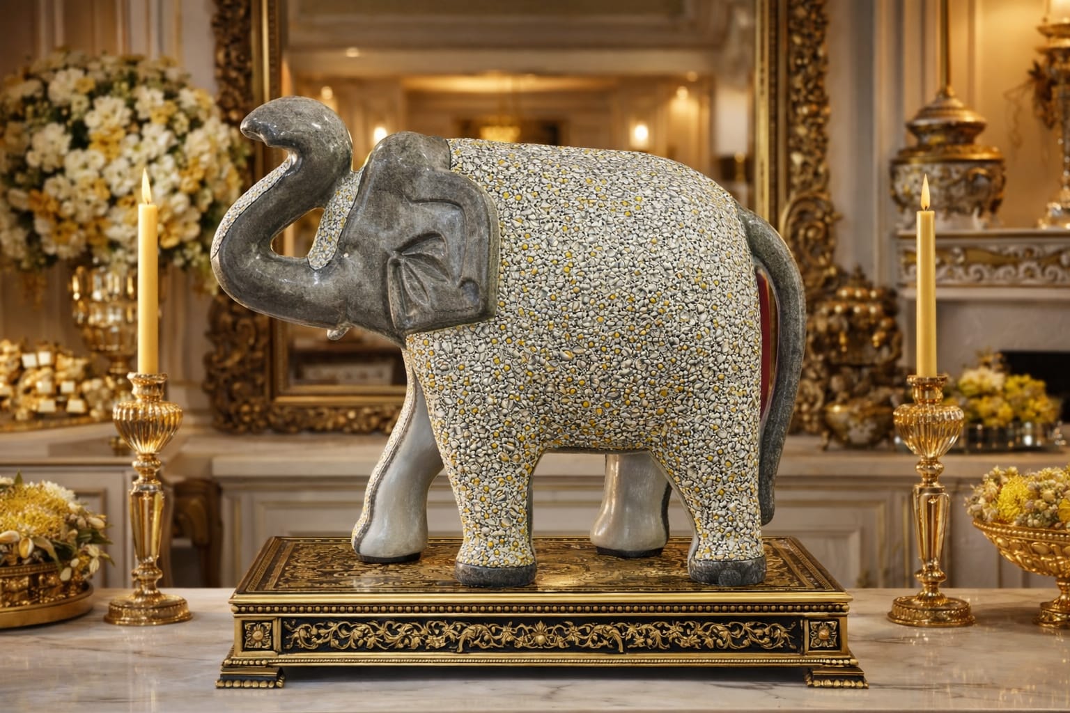 Handmade Elephant Statue, Hand painted elephant sculpture, Elephant statue. Paper Mache elephant sculpture ,hand painted elephant, 55.88 cm